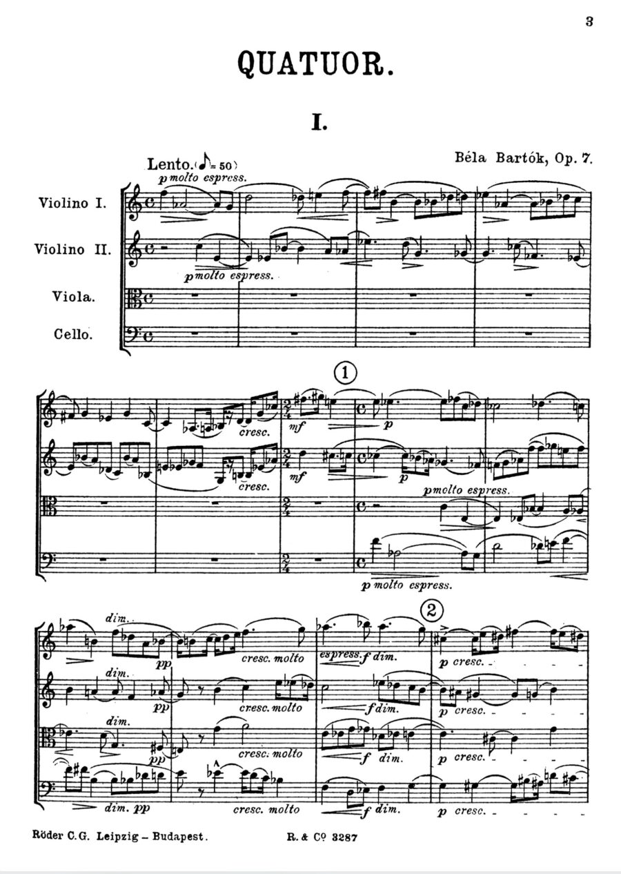 String Quartet No.1 by Bela Bartok, pg.1
