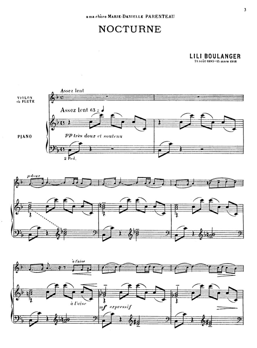 page of music score by Nadia Boulanger