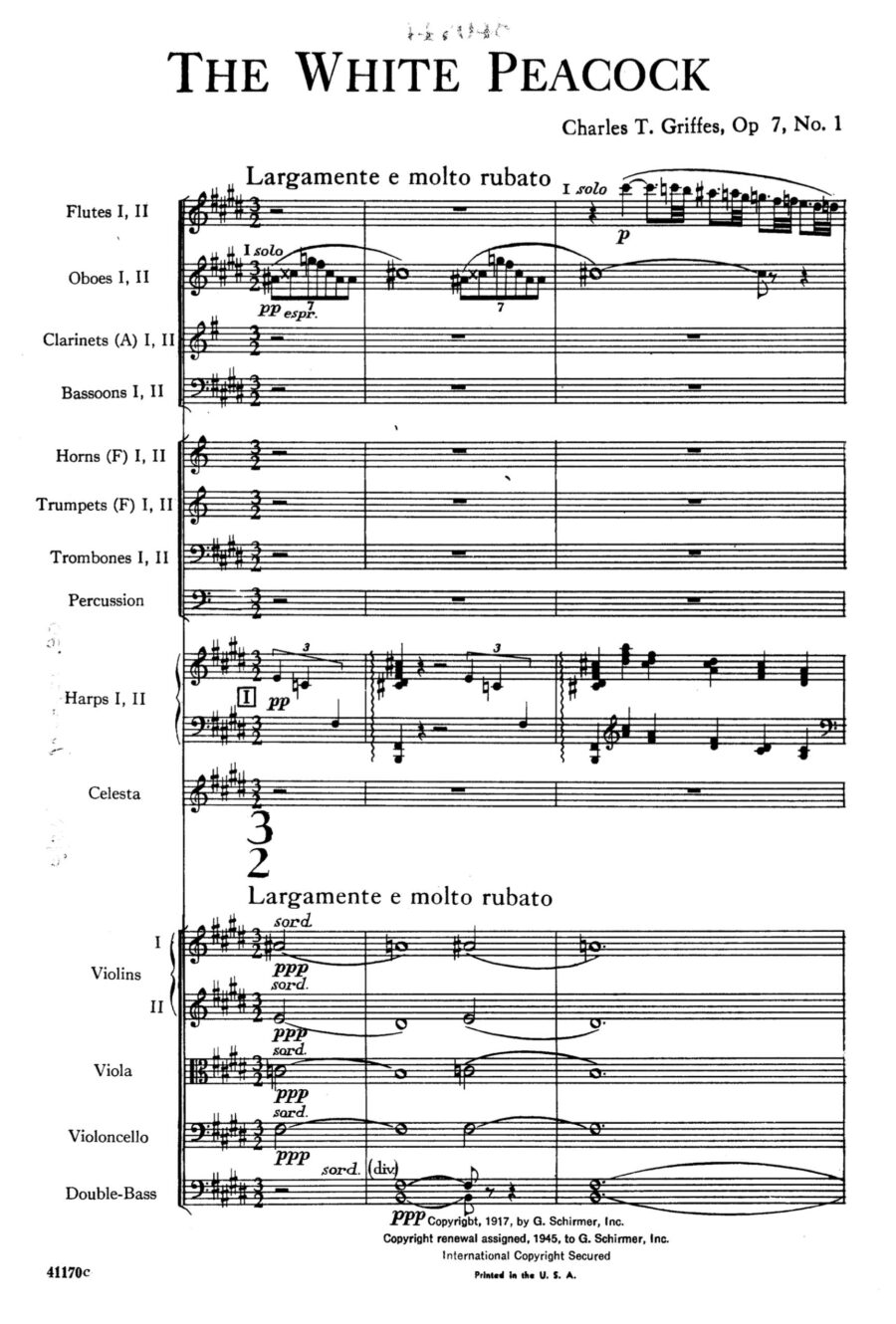 The White Peacock for orchestra by Charles T. Griffes, pg.1