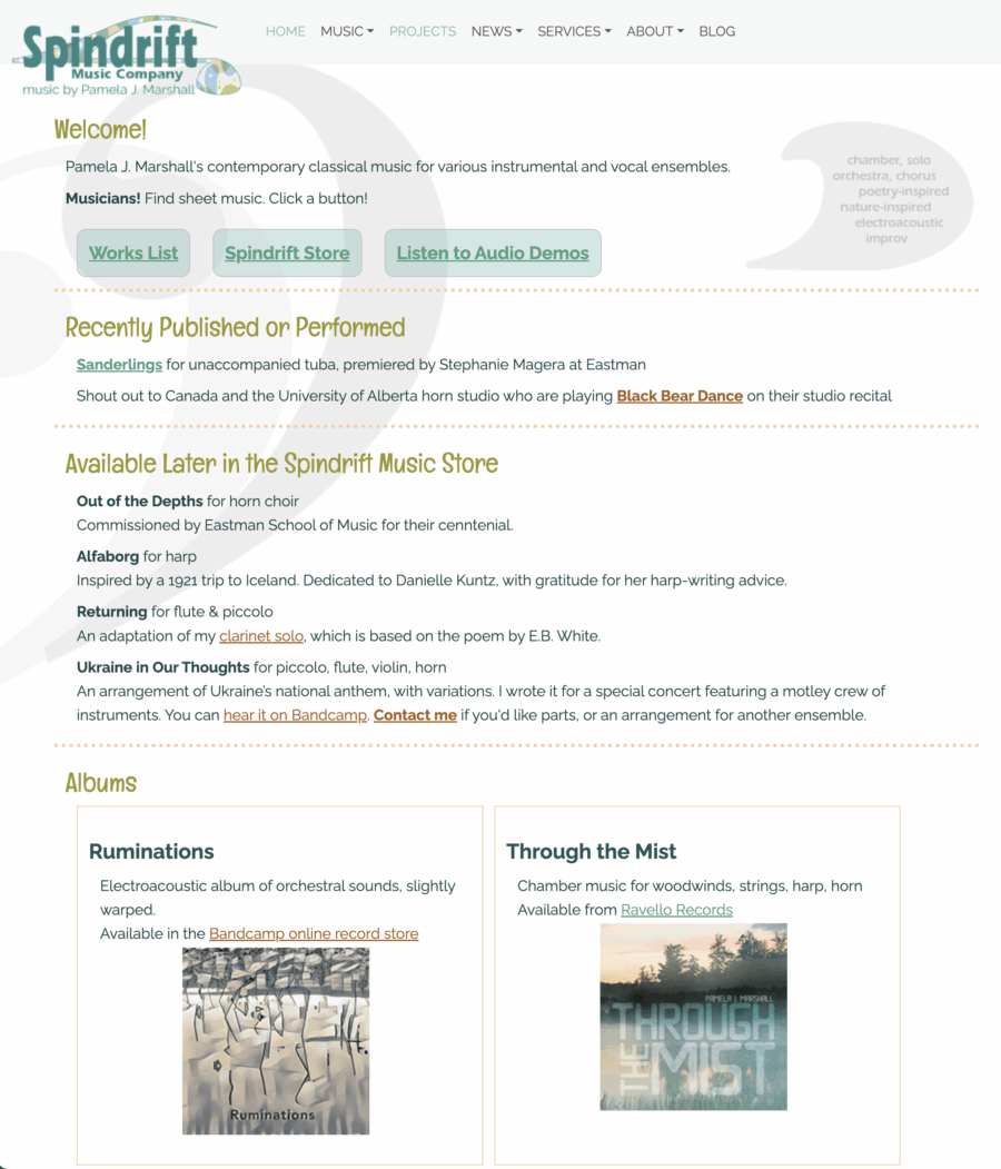 Spindrift website home page