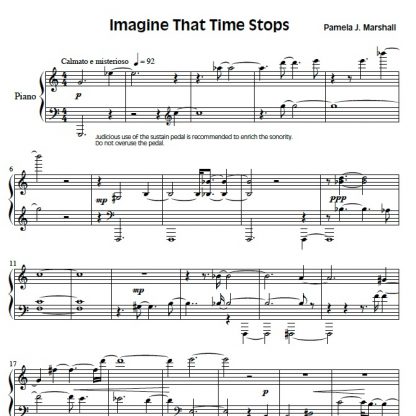 Page from Imagine That Time Stops, intermediate-level music for piano