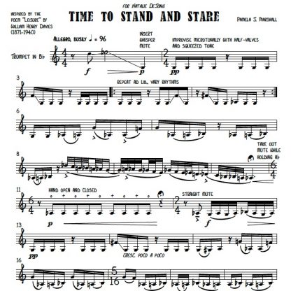 First page of Time to Stand and Stare for trumpet alone